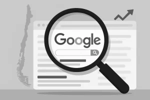 Ilustración de una lupa enfocando resultados en Google para representar cómo hacer que tu página web aparezca en Google.